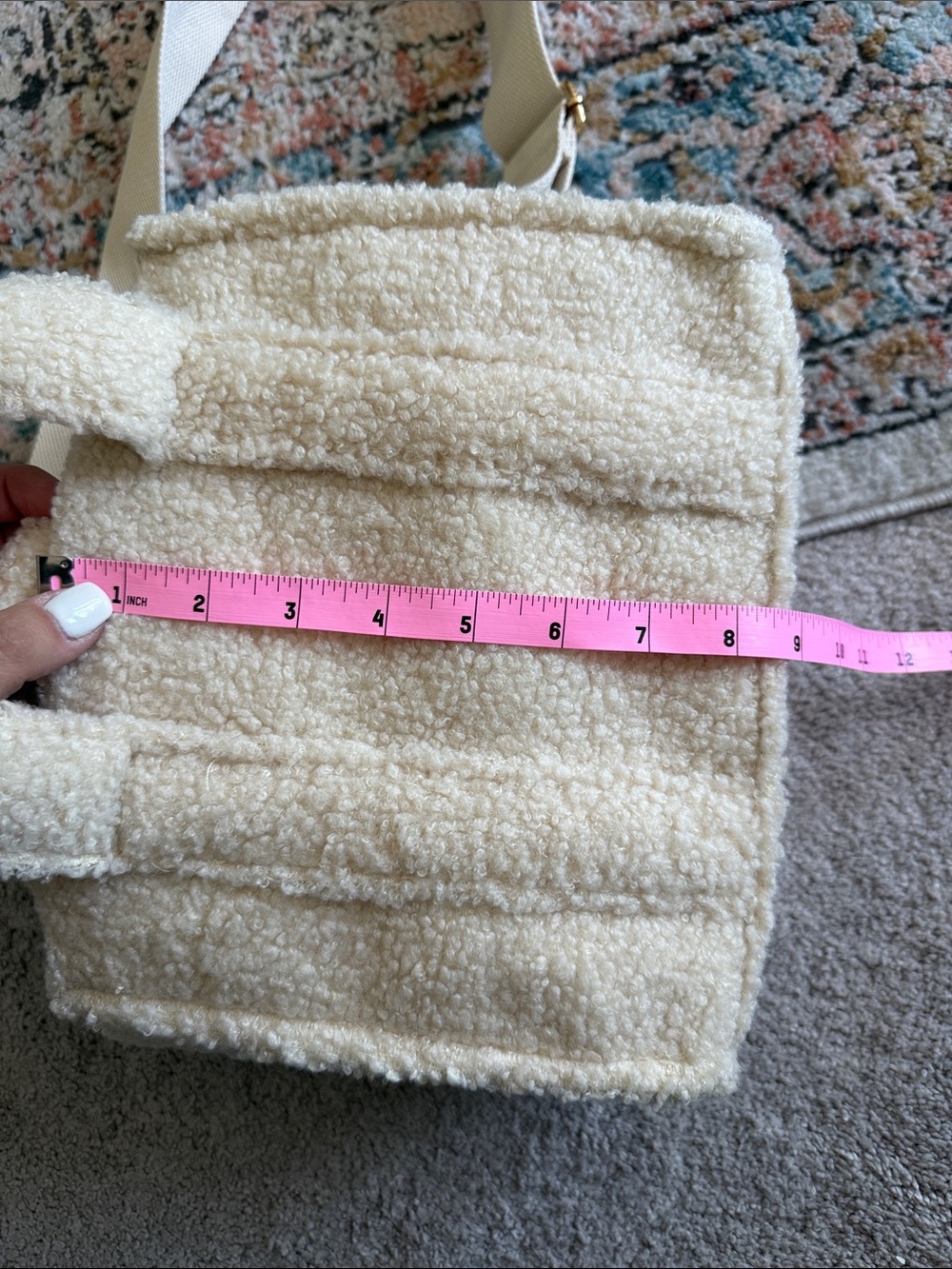 NEW- BCBGeneration Faux Sherpa Teddy Tote Bag w/ Crossbody - Picture 12 of 12
